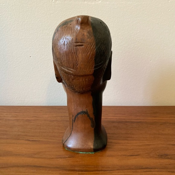 ☘️RARE VTG! Mpingo Tree Wood Hand Carved African Blackwood Bust - Picture 4 of 5